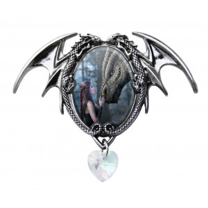 Pandantiv dragoni si cristal inima alb Enchanted Cameos - Creaturi nemuritoare, 6.1 cm