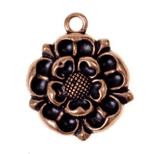 Pandantiv Istoric din bronz cu Trandafirul Casei Tudor - Simbol al Renasterii 2.5 cm