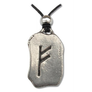 Pandantiv runa Fehu, talisman pentru prosperitate si noroc, 2.8 cm - Img 1