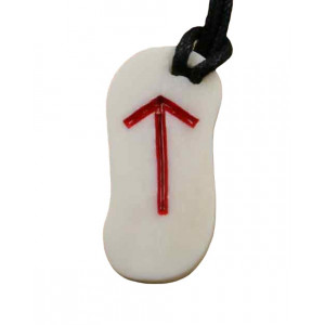Pandantiv sculptat manual din os Runa Tiwaz 4cm