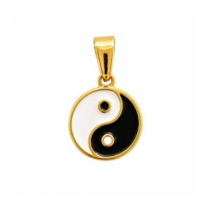 Pandantiv Yin Yang Auriu din Otel Inoxidabil 304 – Talisman Echilibru, 11 mm