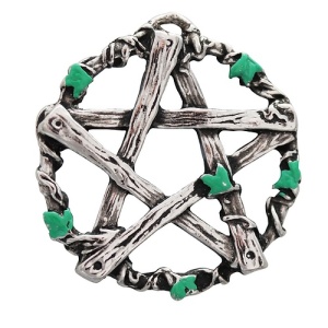 Pandantivcu lantisor si email verde Galraedia - Pentagrama lui Pan