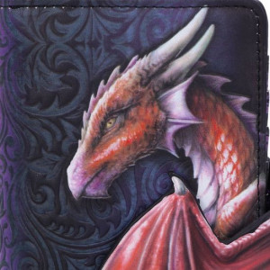 portofel mare embosat cu dragon ce are aripa extinsa
