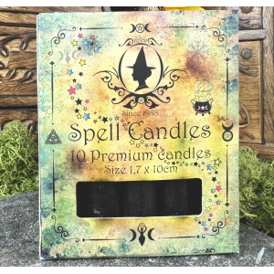 Set 10 lumanari negre pentru ritualuri de protectie si alungarea energiei negative, 10x1.7 cm