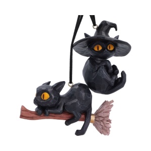 Set 2 decoratiuni suspendate pisici negre Curse and Claw 7 cm - Whisper Wood