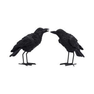 Set 2 statueta corbi Watchful Pair – decor gotic si fantasy, 13.9 cm