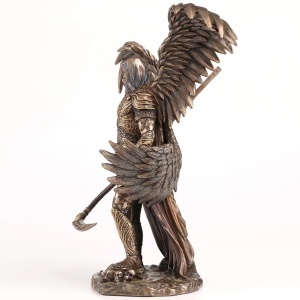 Statueta Arhanghelul Azrael din rasina placata cu bronz 26 cm - Img 4