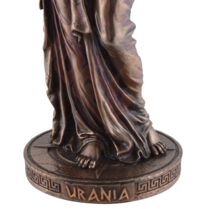 Statueta bronz si rasina, mitologie greaca, muza Urania 23cm - Img 3