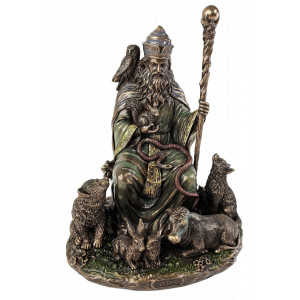 Statueta bronz si rasina, mitologie slavona, zeul pamantului si apelor Veles 22 cm