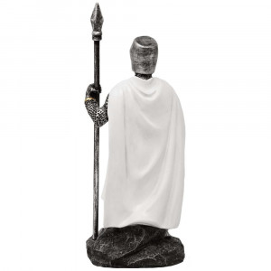 Statueta Cavaler Medieval Templier cu Scut si Sulita 20cm - Img 4
