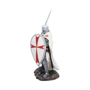 Statueta Cavaler Templier Alb – decor medieval collector, 18.5 cm - Img 2