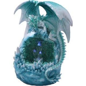Statueta cu led, dragon de gheata pe geoda, Luminile Nordului, 20 cm - Img 7