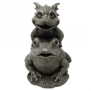 Statueta de gradina dragonel si broscuta, Prietenie Neobisnuita, 27cm
