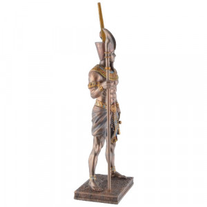 Statueta egipteana, bronz si rasina, zeul soarelui Amon-Ra 27cm - Img 5