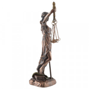 Statueta Justitia, zeita dreptatii, bronz si rasina, 17 cm - Img 2