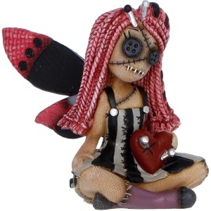 Statueta papusa Voodoo Pinny Thimble din colectia The Stitchlings – decor gotic fantasy , 9.7 cm - Img 6