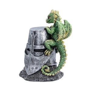 Statueta pui de dragon verde Hatchling Helm – decor medieval collector 12 cm - Img 2