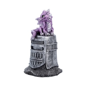 Statueta pui de dragon violet Hatchling Helm – decor medieval collector 12.7 cm - Img 2