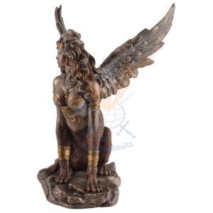 Statueta rasina cu bronz, mitologia greaca, Sfinxul din Teba, Oracolul Destinului - Img 7