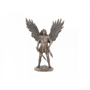 Statueta rasina si bronz inger Arhanghelul Mihail 27 cm - Img 2