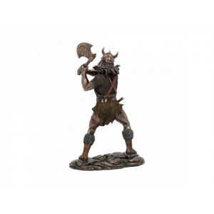 Statueta rasina si bronz luptator viking Berserker 28.5cm - Img 4