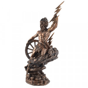 Statueta rasina si bronz, mitologia celtica, Taranis - zeul tunetului 26cm - Img 3
