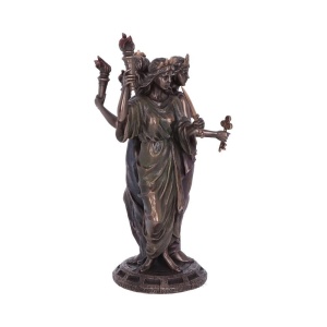 Statueta rasina si bronz, mitologia greaca, Hecate Zeita Magiei 21 cm - Img 3