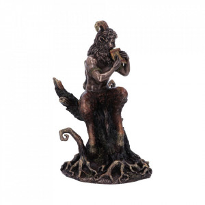 Statueta rasina si bronz, mitologia greaca, zeul Pan 24 cm - Img 3