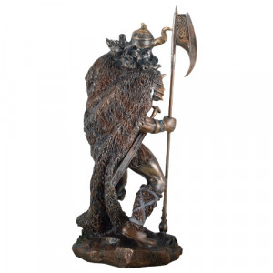 Statueta rasina si bronz, mitologia nordica, zeul Loki 27cm - Img 3
