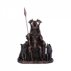 Statueta rasina si bronz, mitologia nordica, zeul Odin 22cm