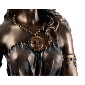 Statueta rasina si bronz, mitologia romana, zeita norocului Fortuna 71cm - Img 5