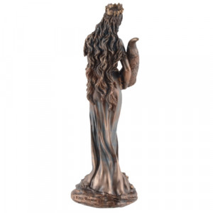 Statueta zeita norocului Fortuna cu Cornul Abundentei, 16 cm, bronz si rasina - Img 4