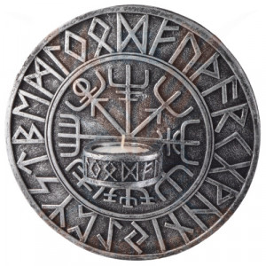 Suport lumanare pentru perete Busola Vikinga - Vegvísir 19cm - Img 2