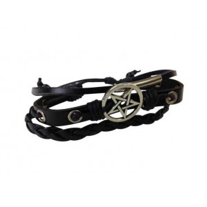 Bratara ajustabila piele Pentagrama 2 x 20 cm - Img 3