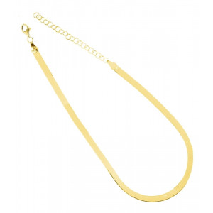 Bratara de picior din argint placat cu aur, model plat, grosime 3.5 mm lungime 19+5 cm