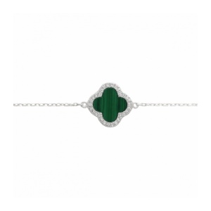 Bratara din argint cu email verde Alhambra (Trifoi Regal) 16+5cm