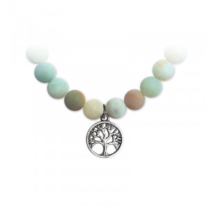 Bratara elastica charm Copacul Vietii - Amazonit, talisman pentru Spontaneitate, Fericire si Implinire