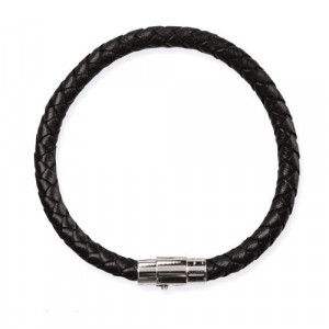 Bratara Piele 6mm - inchizatoare otel inoxidabil circumferinta 20/22 cm