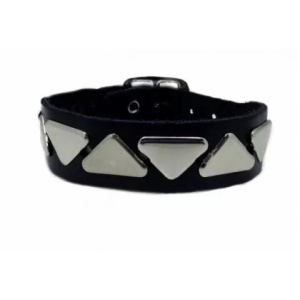 Bratara piele naturala Triangle Studs 2cm x 24cm - Img 1