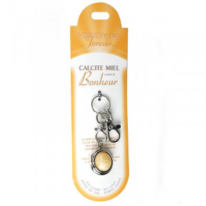 Breloc cu agatatoare tip carlig si piatra semipretioasa, Calcit, talisman pentru Concentrare si Relaxare