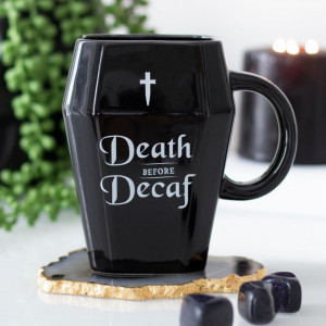 Cana ceramica in forma de cosciug Death before decaf, 310 ml - Img 4