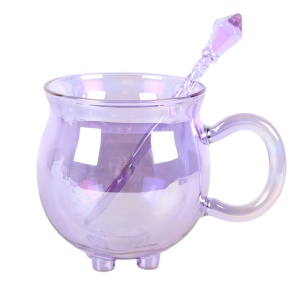Cana din sticla cu perete dublu si lingurita Cazanul Vrajitoarelor 14 cm - Img 2