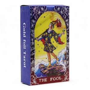 Carti de Tarot Mandala cu brosura, 78 carti cu folie blue gold