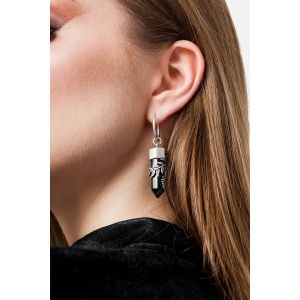 Cercei Dark Forest Crystal Fern cu cristal negru placati cu argint 925 - Img 2