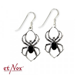 Cercei lungi din argint cu onix Paianjen 2.5 cm - Img 2