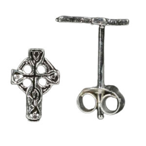 Cercei mici cu surub si tija, din argint Cruce Celtica 9mm