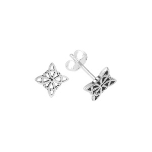 Cercei mici cu surub si tija, din argint Nodul Vrajitoarelor, talisman pentru protectie, 1cm
