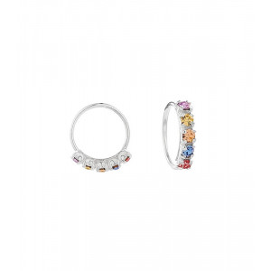 Cercei piercing pentru nas din argint cu zirconii colorate, 10x0.6 mm - Img 1