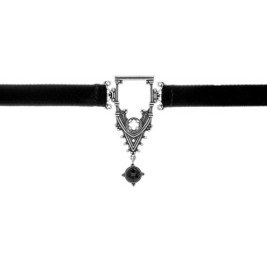 Choker din catifea cu piatra de onix Cathedralis 4.8 cm - Img 2