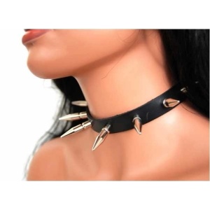 Choker piele naturala si tinte Killer Studs